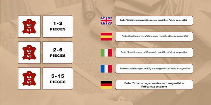 Lederstücke - Variierende Lederbündel in verschiedenen roten Farbtönen, Leder Zuschnitt, Extra Gross