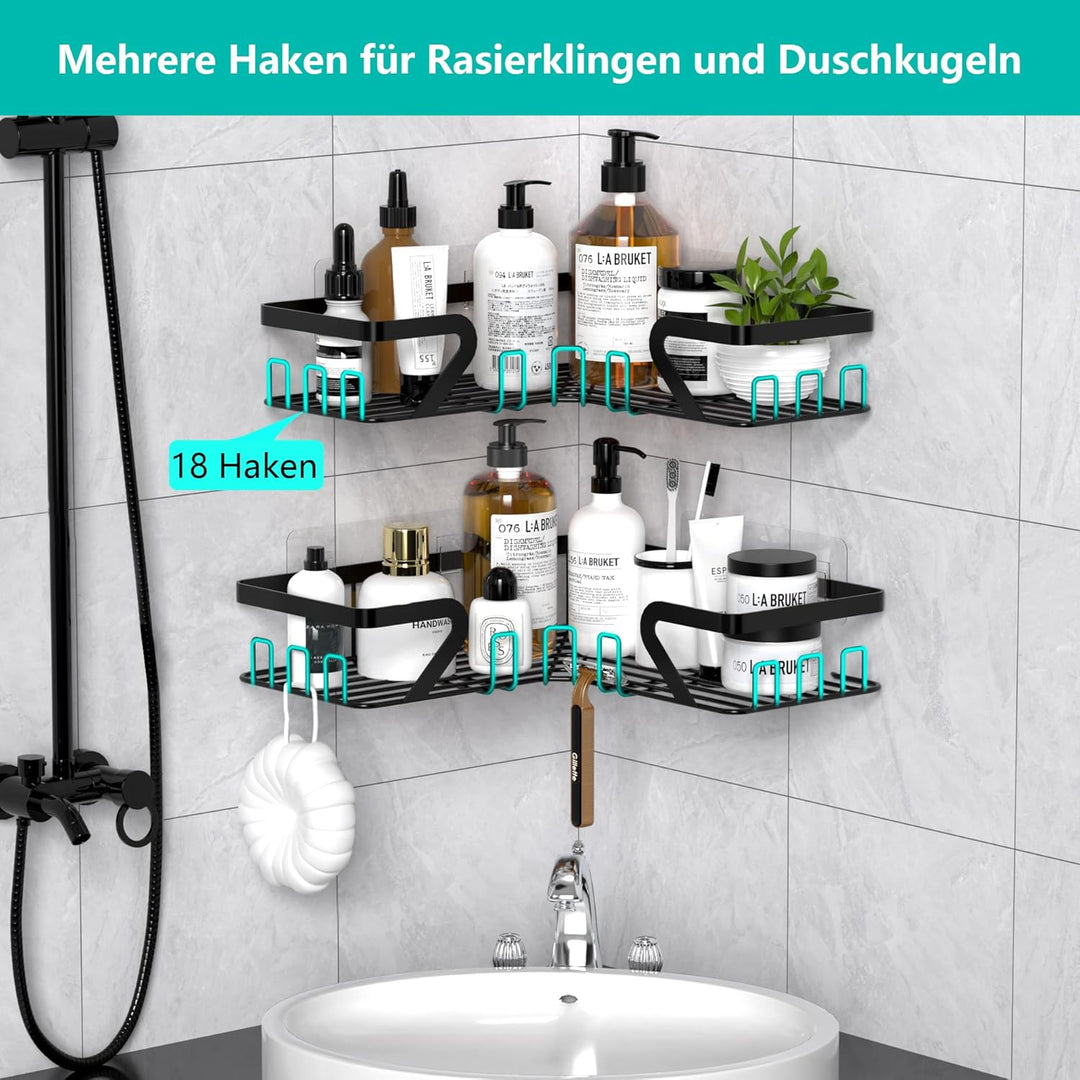 Kegii Duschablage Ecke - Duschablage ohne Bohren, Duschregal Shampoo Halterung Für Dusche Duschkorb