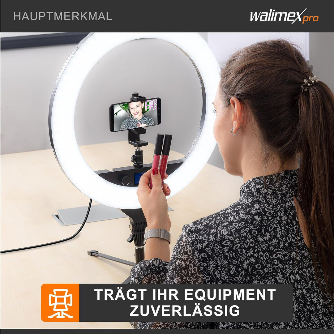 Walimex pro Bodenstativ Lampenstativ 15cm - Kompaktes leichtes Boden Lampen und Lichtstativ Tischsta