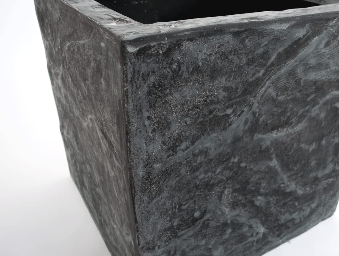 Eleganteinrichten Blumenkübel Fiberglas Stein-Optik quadratisch 30x30x30cm anthrazit grau.