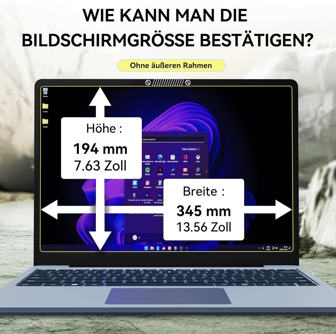 Blickschutzfilter für Laptop 15.6 Zoll 16:9 Sichtschutz, Blickschutzfolie Anti Blaulicht Blendschutz