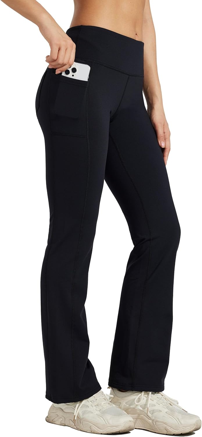 WILLIT Damen Thermo Flare Leggings Winter Fleece gefütterte Yogahose Warm Sportleggins Laufhose Boot