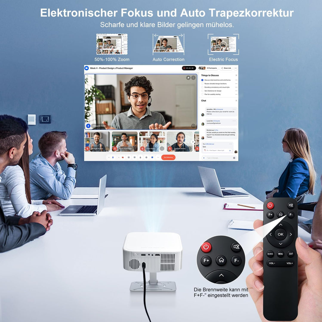 Salange Beamer Unterstützt 4K [Native 1080P |Integrierte App| Android 14], Smart Beamer mit WiFi6 un