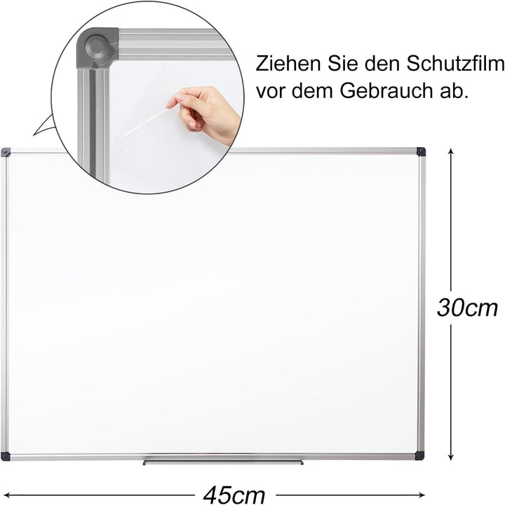 XIWODE Whiteboard 45x30 Magnetisch, Whiteboard Magnetisch, Tafel, Magnettafel Whiteboards, Alurahmen