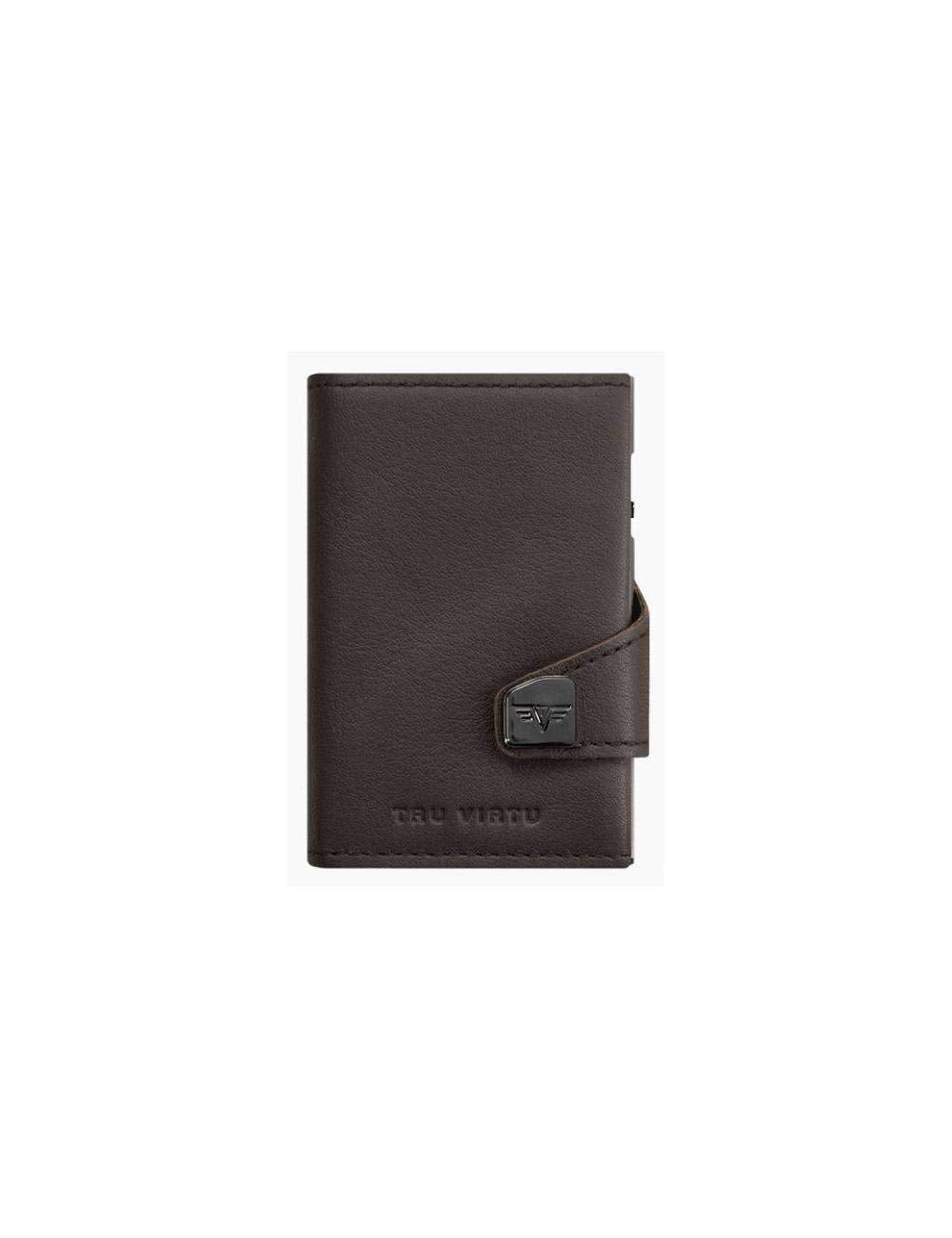 TRU VIRTU® Wallet Click & Slide Strap Edition Nappa Brown/Silver, Nappa Brown/Silver