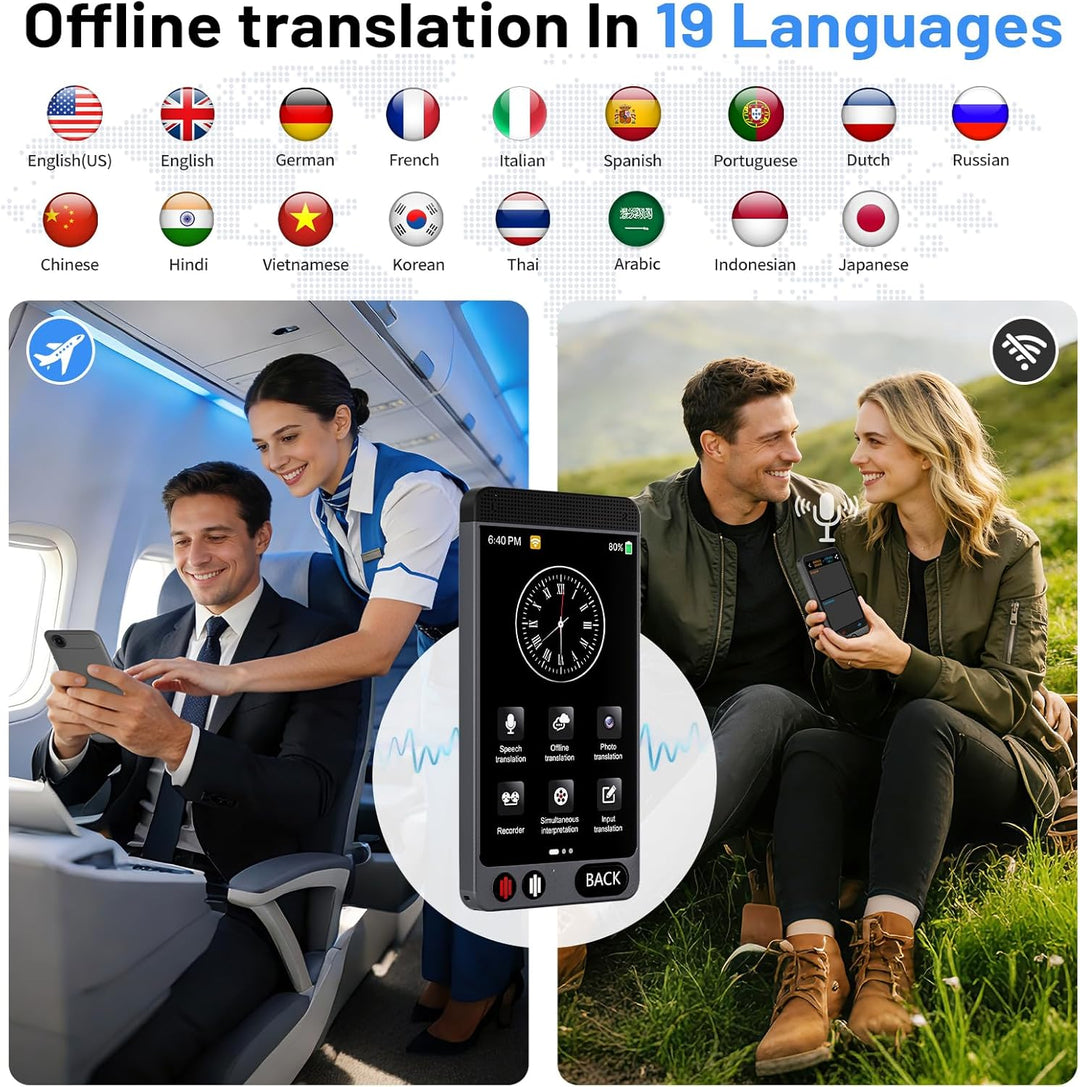 Sprachübersetzer Ohne Internet, Ki Übersetzer Gerät mit Sprachausgabe 142 Sprachen (Offline Deutsch)