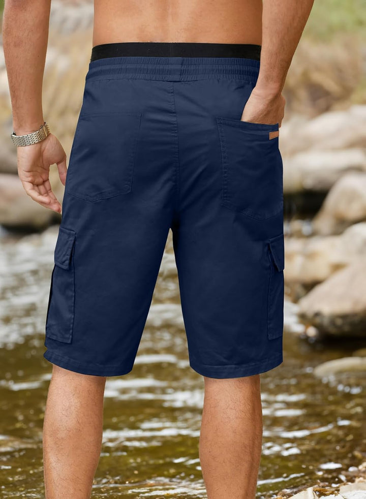 JMIERR Kurze Hosen Herren Baumwolle Cargo Shorts Herren Sommer Freizeithose mit Taschen S B Blau, S