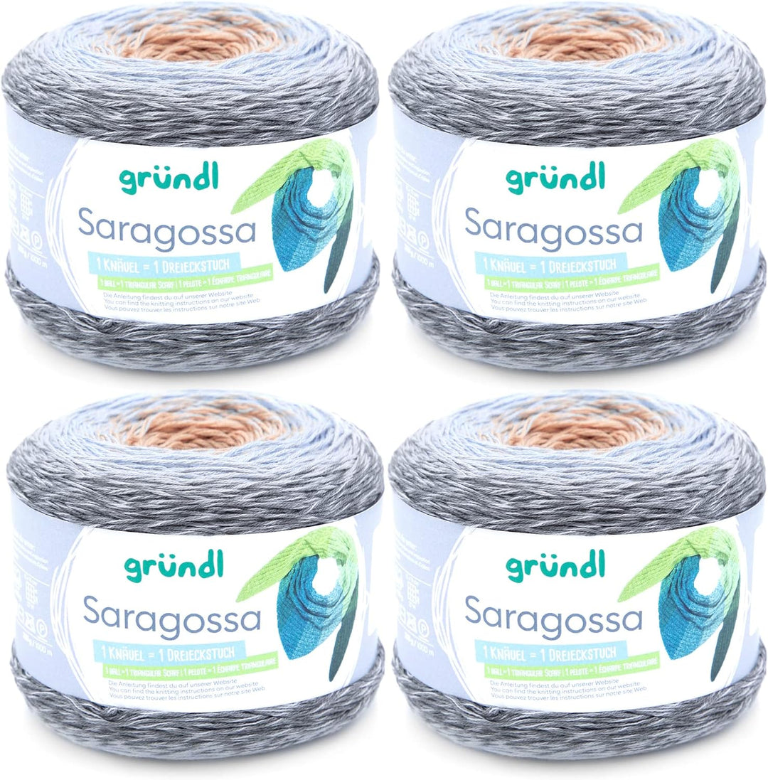 Gründl Wolle Saragossa (weiches Farbverlaufsgarn aus 50% Baumwolle und 50% Polyacryl, 250 g / 1000 m