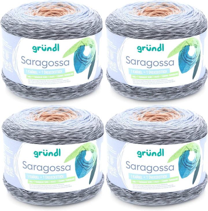Gründl Wolle Saragossa (weiches Farbverlaufsgarn aus 50% Baumwolle und 50% Polyacryl, 250 g / 1000 m