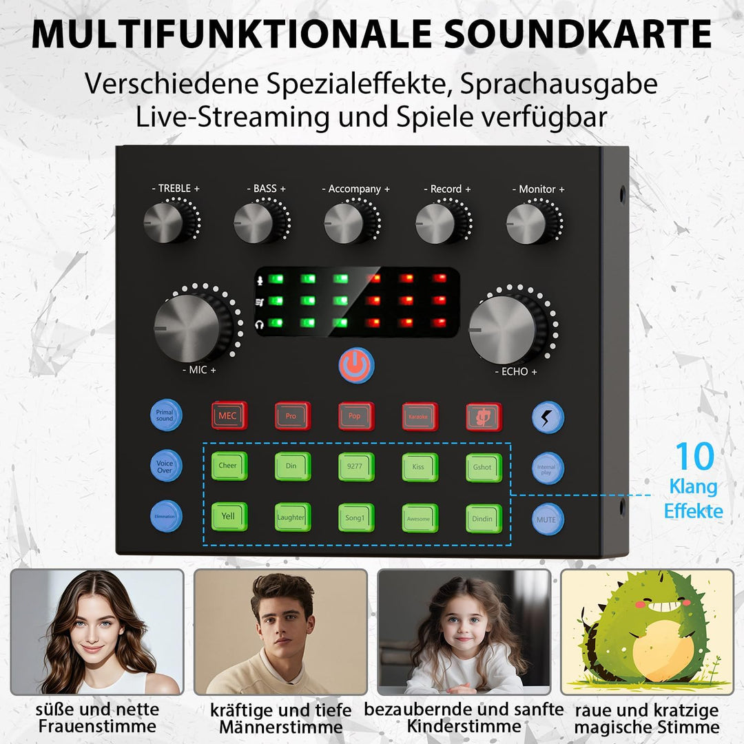 Podcast Mikrofon Bündeln – komplettes Aufnahmestudio mit Mikrofon, Stimmenverzerrer und Podcasting A