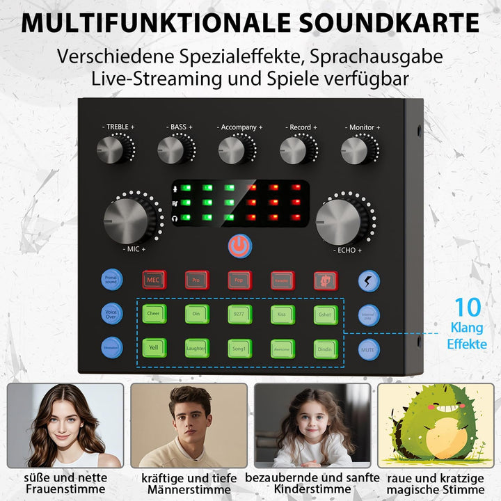 Podcast Mikrofon Bündeln – komplettes Aufnahmestudio mit Mikrofon, Stimmenverzerrer und Podcasting A
