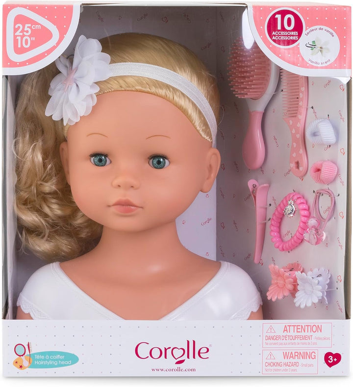 Corolle - Frisierkopf, Puppe, 10 Zubehörteile, ab 3 Jahren, 9000310040, Frisierkopf