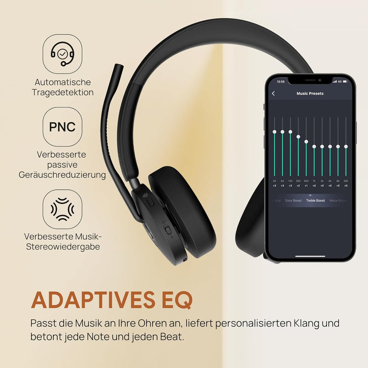 Yealink BH74 Bluetooth Over Ear Kopfhörer mit Noise Cancelling ANC Headset mit Mikrofon für Office B