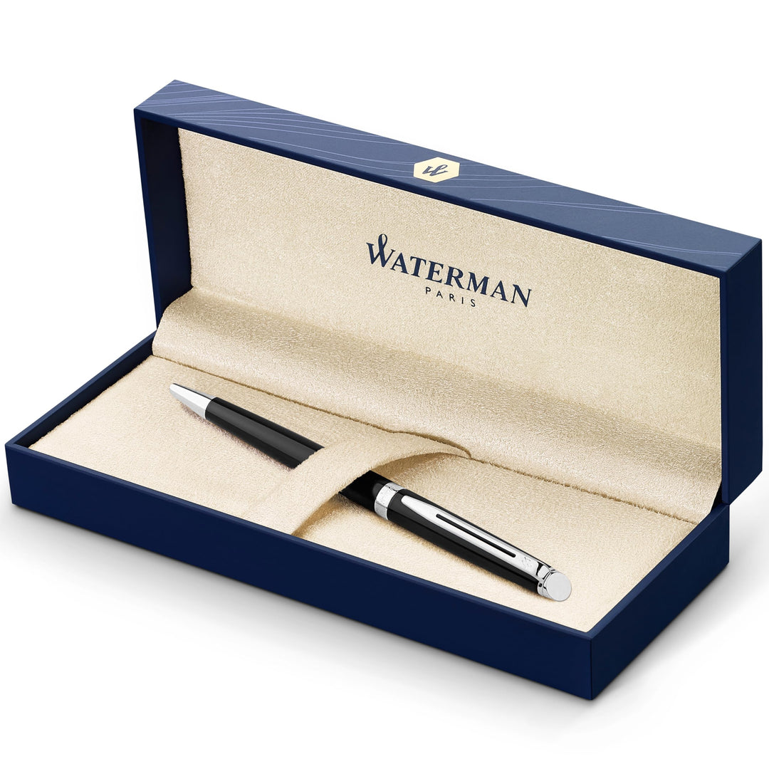 Waterman Hémisphère Kugelschreiber | Hochglänzend Schwarz mit Chromzierteile | Mittlere Spitze | Bla