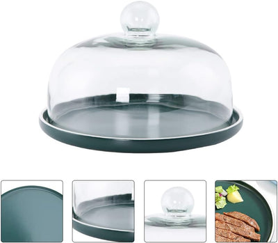 Yardwe Kuchen Glocke mit Keramik Kuchenständer Transparent Glasglocke Käseglocke Käse Torten Kuchen