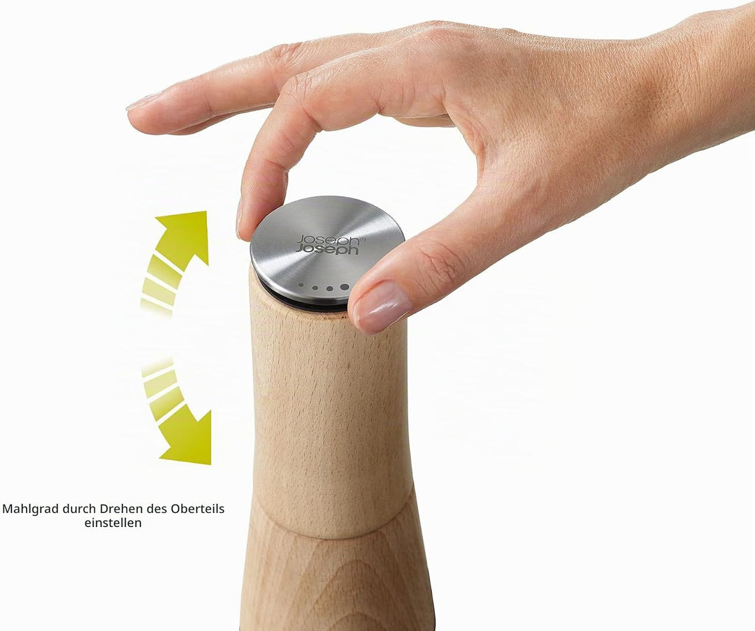 Joseph Joseph Milltop™ Wood Krümelfreie Pfeffermühle Buche Holz Pfeffer einzeln, Buche Holz Pfeffer