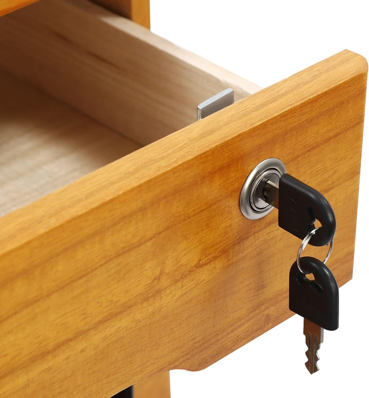 Aufbewahrungsbox mit 3 Ebenen, mit abschliessbarer Schublade, Schreibtisch-Organizer aus Holz, L 39