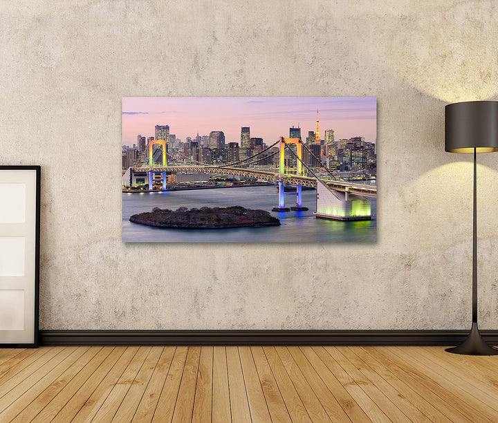 islandburner Bild auf Leinwand Tokyo Bay Skyline Japan Regenbogenbrücke Turm Bilder Wandbilder Poste