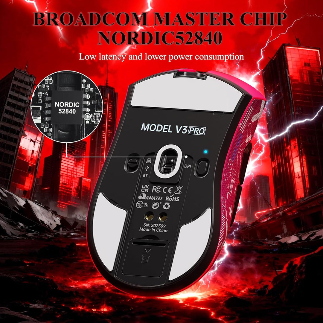 MAMBASNAKE x Attack Shark V3PRO Kabellose Gaming-Maus mit Magnetischer Ladestation, PAW3311-Sensor,