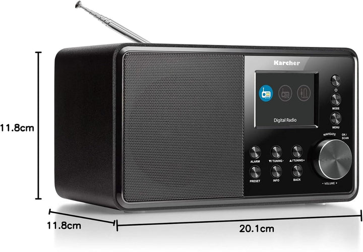 Karcher DAB 3000 - DAB+ Radio (Digitalradio, DAB plus/UKW-RDS, AUX-IN, Wecker mit Dual-Alarm, kleine