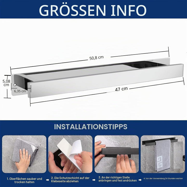 Badezimmer Handtuchstange Handtuchstange Selbstklebend oder Schraubmontage Edelstahl Wandmontierter