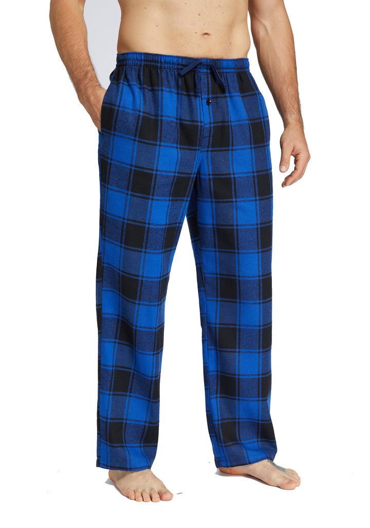 Jveyvth Herren Pyjamahose Flanell Baumwolle kariert Schlaf & Lounge Hose, PJ Hose mit Taschen und Kn