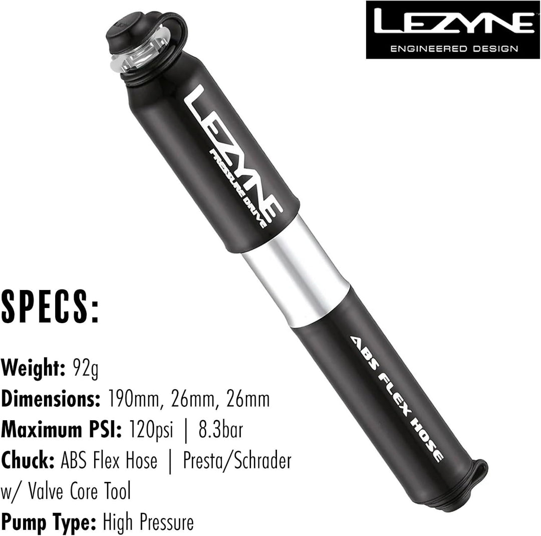 Lezyne Minipumpe CNC Pressure Drive Schwarz S - 17,0cm Single