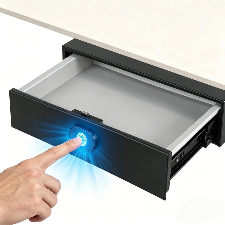 Versteckter Safe Tresor mit Fingerabdruck, Smart Untertisch-Schublade | mit USB-C Akku Automatischer