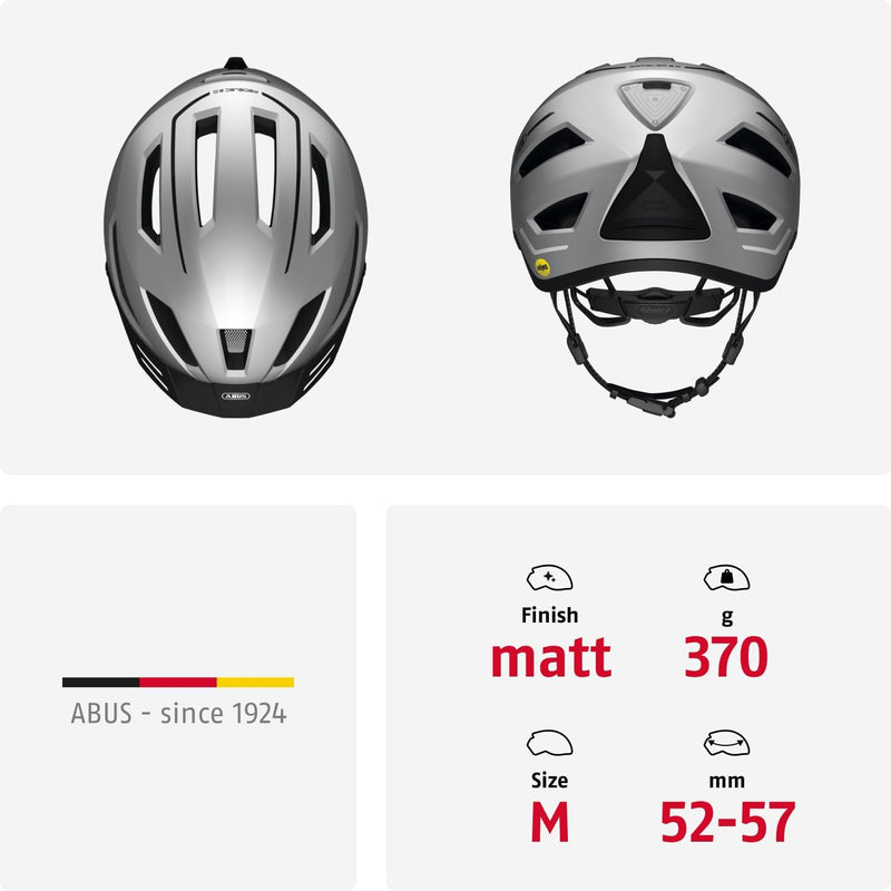 ABUS Stadthelm Pedelec 2.0 MIPS - Fahrradhelm mit Rücklicht, Schirm, Regenhaube und MIPS-Aufprallsch