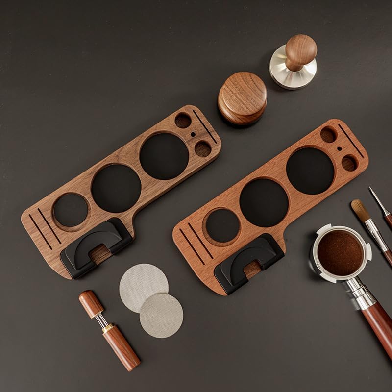 Tamperstation für Baristas, 51/53/58mm Tamping Station, Kaffeestampfbasis aus Holz Buche, Ständer fü