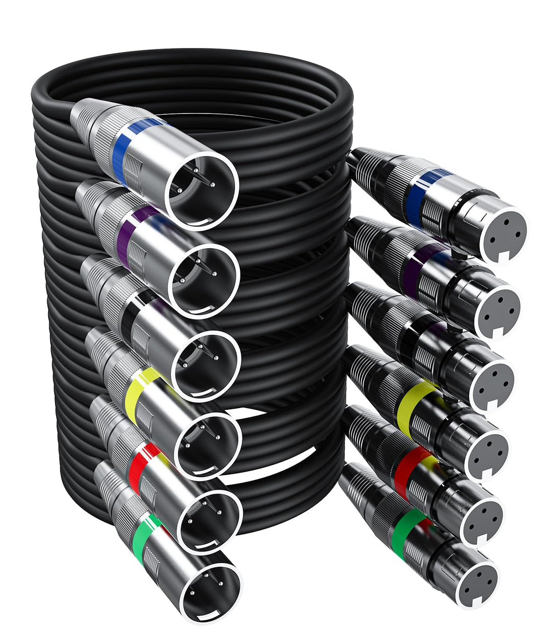 6 Stück 3M XLR Kabel Premium Symmetrisches XLR Mikrofonkabel, Pin DMX Microphone Signal Cable Connec