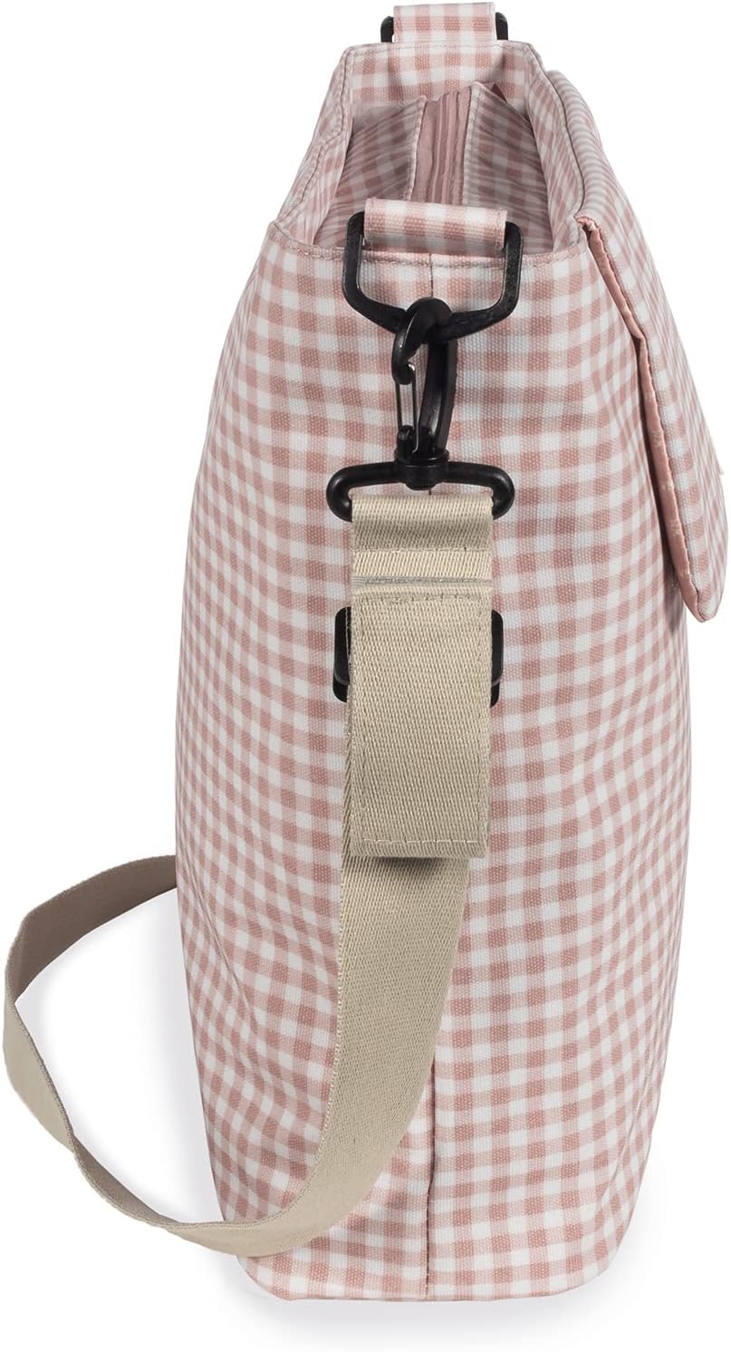 Walking Mum. I Love Vichy Wickeltasche für Kinderwagen, Schultertasche, Rosa, 42 x 36 x 13 cm