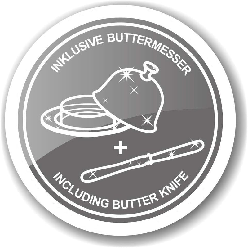 EDZARD Butterdose Kuh (für 180 g) aus Silber & Glas - Butterglocke inkl. Buttermesser - Schale, Dose