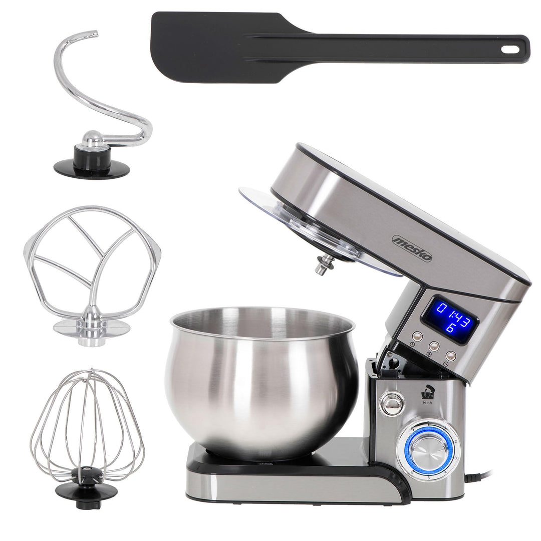 Mesko MS4228 Küchenmaschine, 5 Liter, professionelle Orbital-Küchenmaschine, 6 Geschwindigkeiten + P