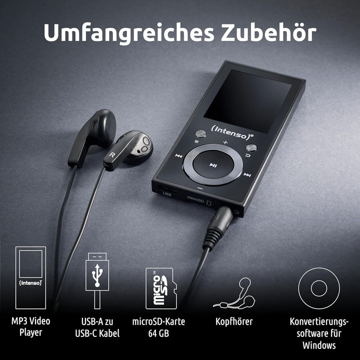 Intenso MP3 Player Video Scooter 1,8 Zoll Bluetooth schwarz schwarz 16GB Single, schwarz 16GB Single