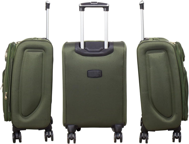 Trendyshop365 Weichgepäck Handgepäck Koffer Maribor 58cm 43 Liter 4 Rollen Zahlenschloss Grün Handge