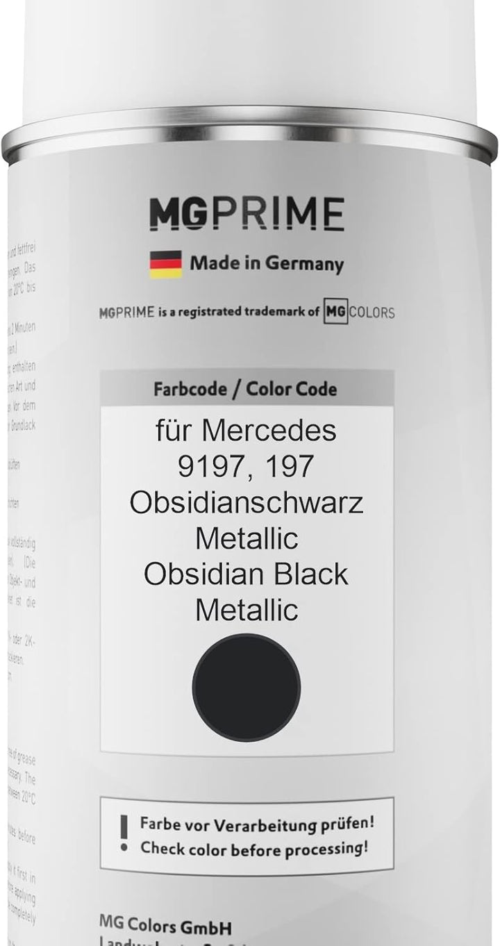 MG PRIME Autolack 2K Spraydosen Set für Mercedes 9197/197 Obsidianschwarz Metallic/Obsidian Black Me