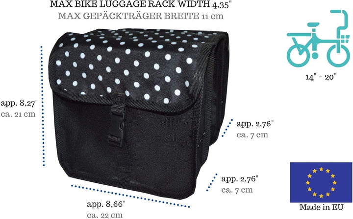 Beluko FAHRRADTASCHE Kinder Satteltasche Gepäckträgetasche Doppel 2 x 5l (5. Mini - Polka Dots)
