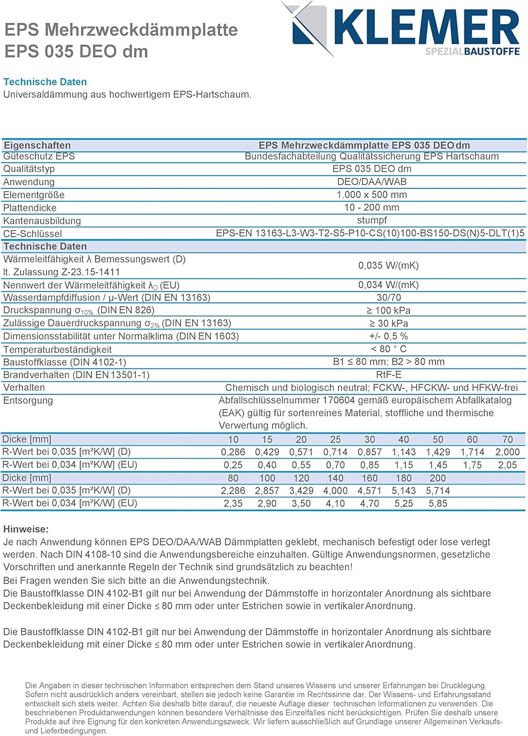 Styropor Dämmplatten EPS DEO 035 dm - ausgezeichnete Druckfestigkeit 100 kPa - sicherer Versand der