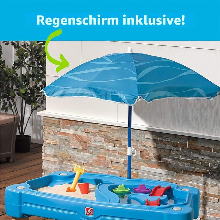 Step2 Cascading Cove Sand & Wassertisch mit Sonnenschirm | Wasserspieltisch für Kinder in Grün | Was