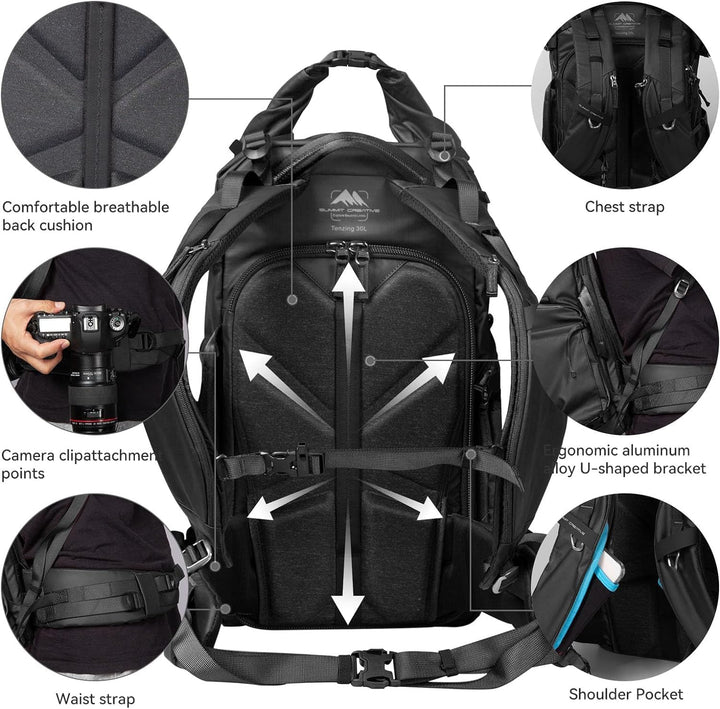 Summit 40L–50L Wasserdichter Rucksack – Kameratasche-Set mit Einsatz für DSLR/SLR/Spiegellose Kamera