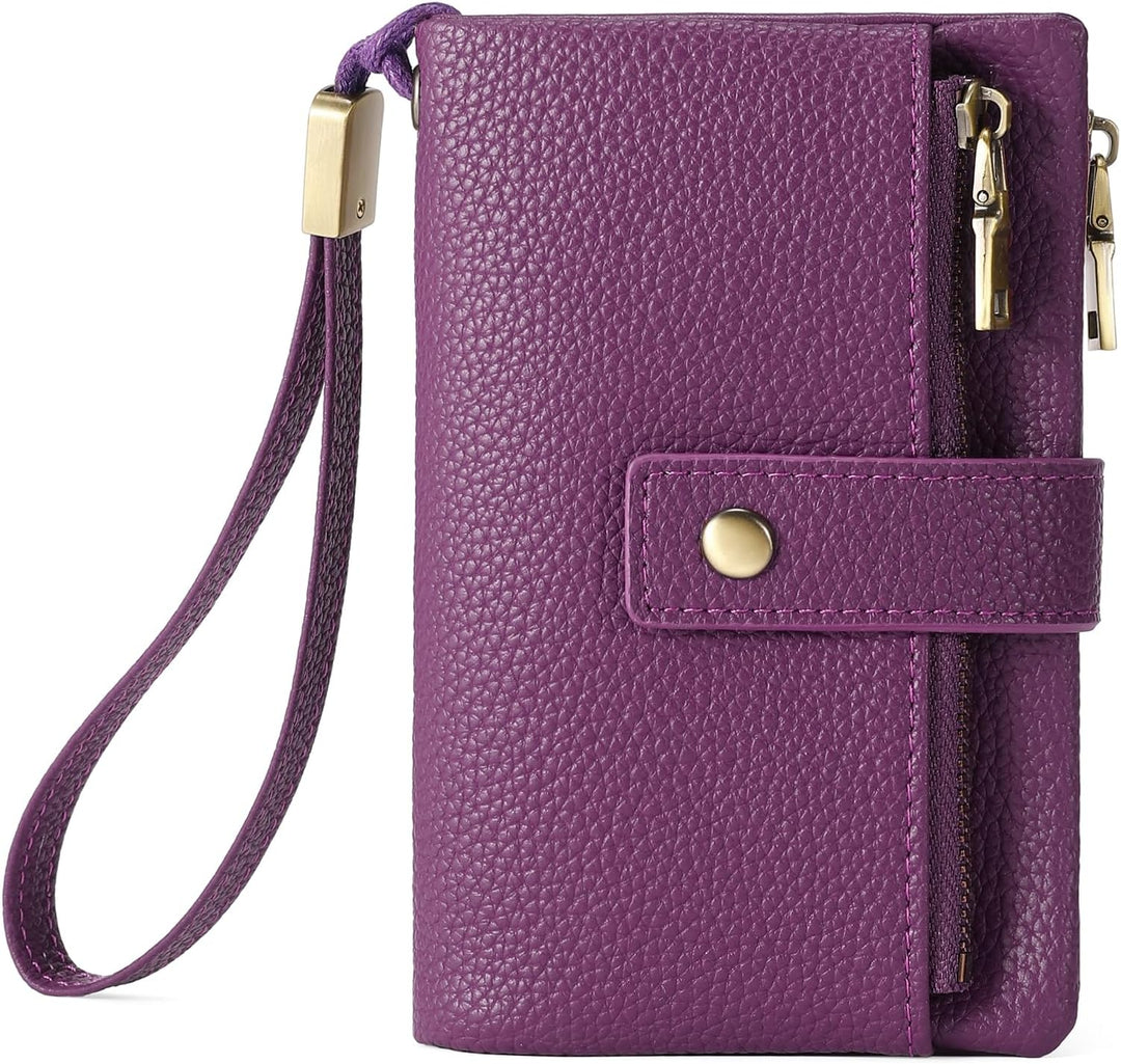 SENDEFN Geldbörsen für Damen Mittelgrosse, Dreifach Faltbare Portemonnaie Damen aus Leder, RFID-bloc