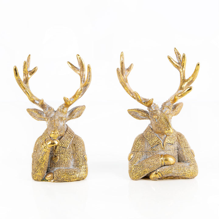 Logbuch-Verlag Hirsch-Figuren, 2 Stück: Weihnachtsfiguren Rentier Deko, Figur Weihnachten, Advent, H