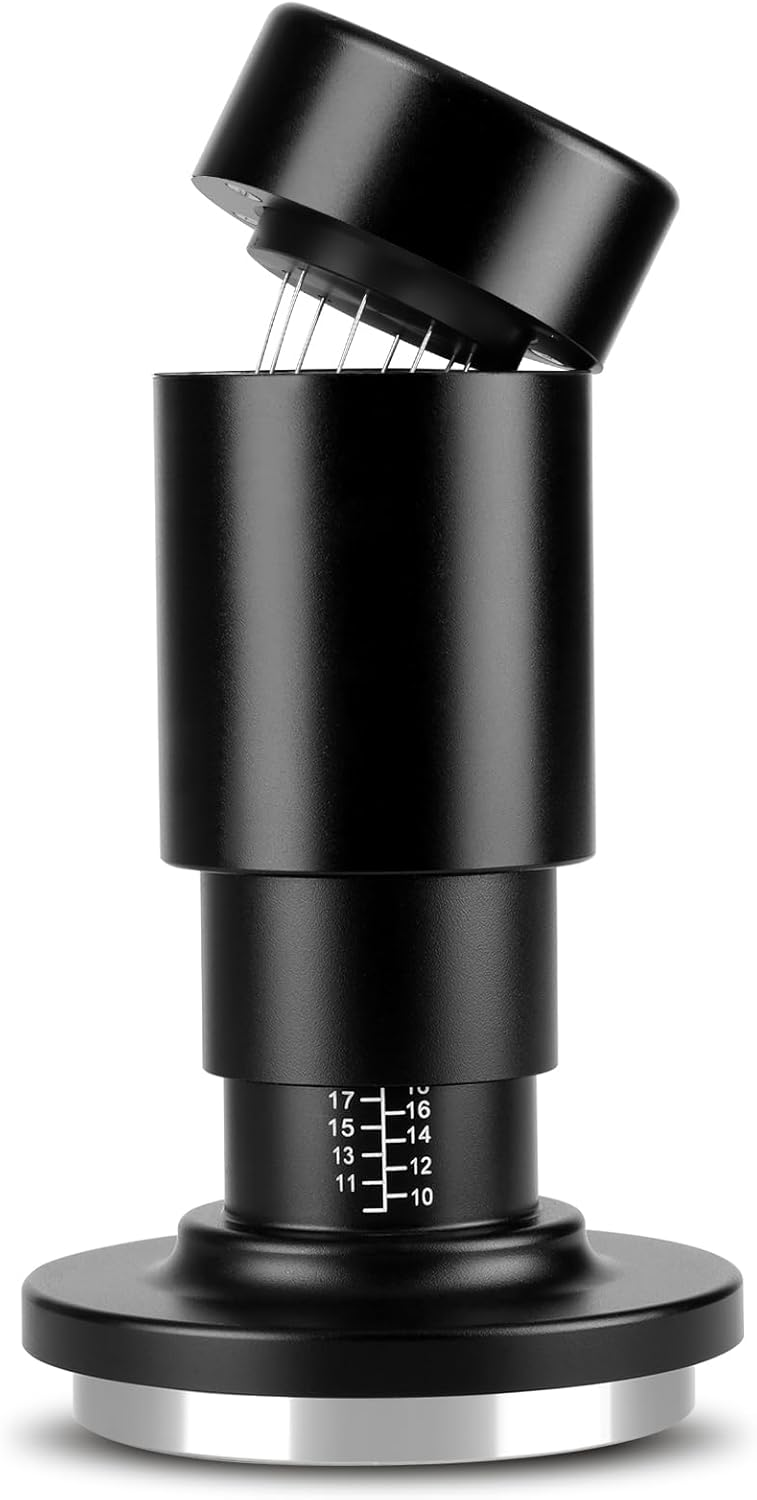 2-in-1 Espresso Tamper 51mm Kaffeeverteiler mit WDT Werkzeug, Einstellbares Espresso Tamper & 8-Nade