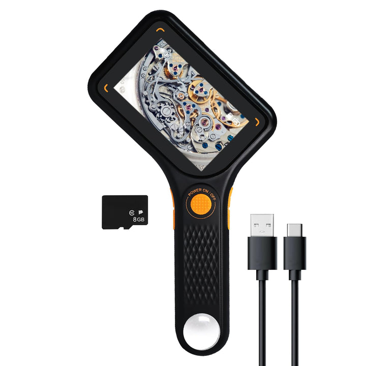 Tragbares 500-faches digitales Mikroskop mit 7,6 cm IPS-Bildschirm, 8 LED-Leuchten, Autofokus, 2-MP-