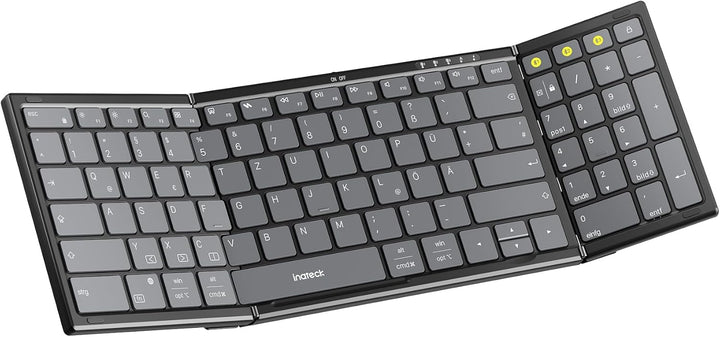 Inateck Faltbare Tastatur Kabellos,Klappbare Tastatur mit Ziffernblock mit 3 Kanälen,AI-Key,mit Stän