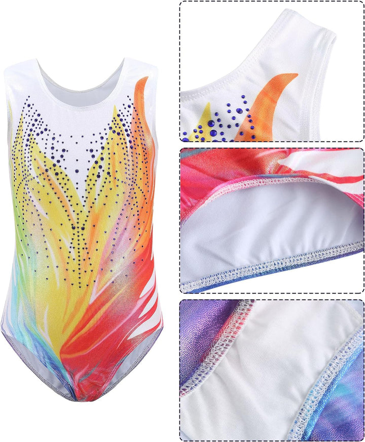 SEAUR Mädchen Turnanzug Turnshorts Haarband Set Kinder Turnen Trikot Shorts Gymnastik Ärmellos/Langa