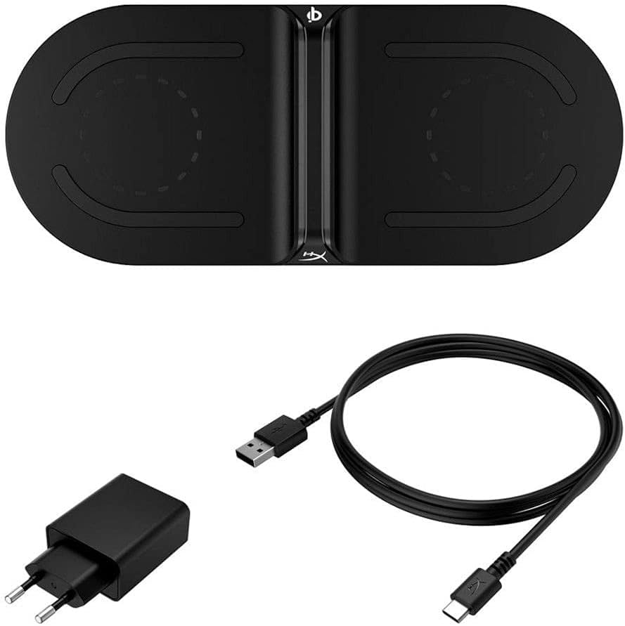HyperX HX-CPBS-C ChargePlay Base - Qi-Zertifiziertes kabelloses Ladegerät, Dual Pad, Lade bis zu zwe