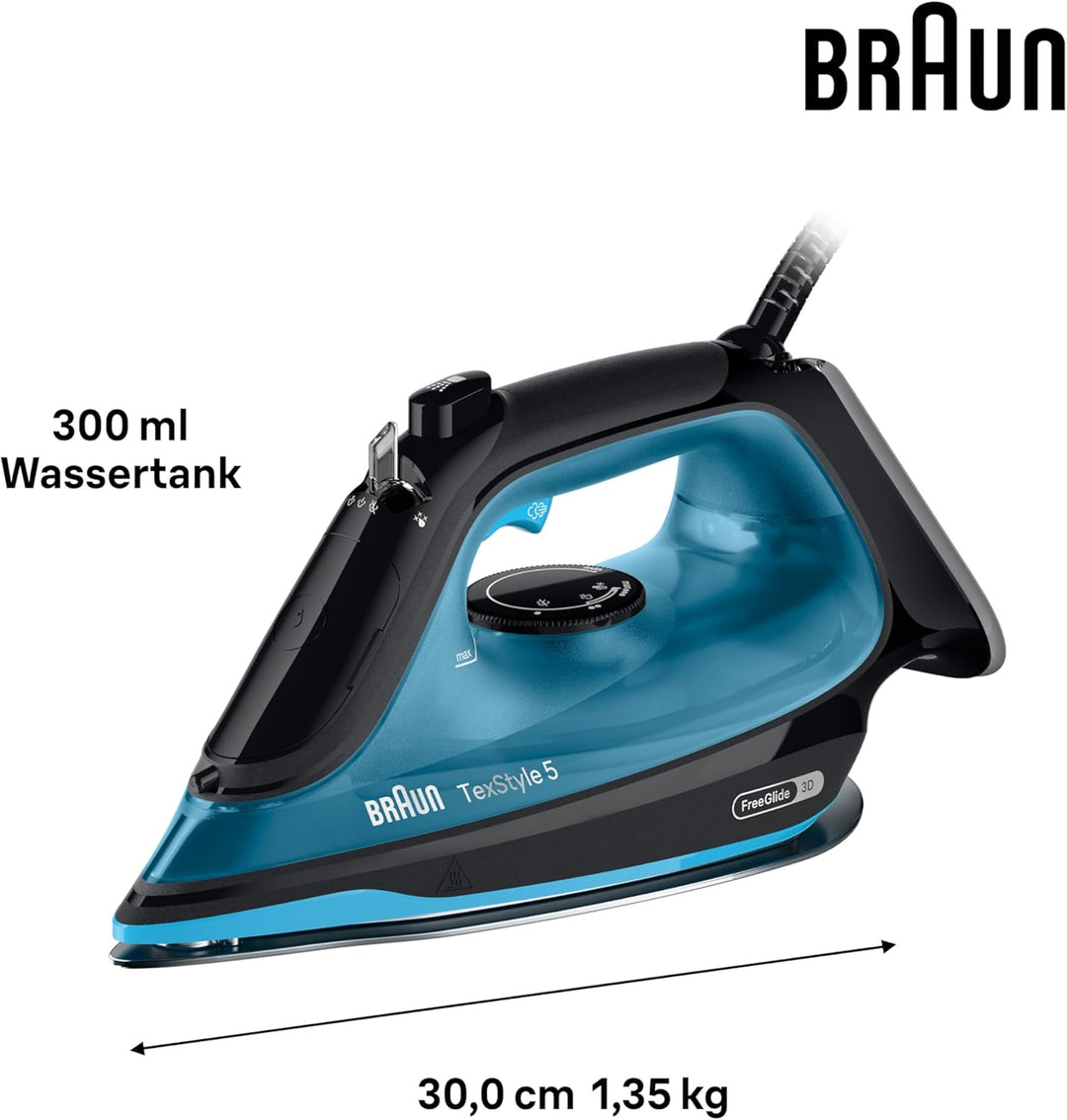Braun Household TexStyle 5 SI5256 BL Dampfbügeleisen mit FreeGlide 3D Bügelsohle, Präzisionsspitze,