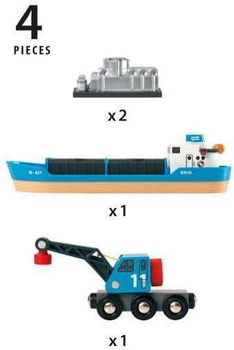 BRIO 33534 - Containerschiff mit Kranwagen Single, Single